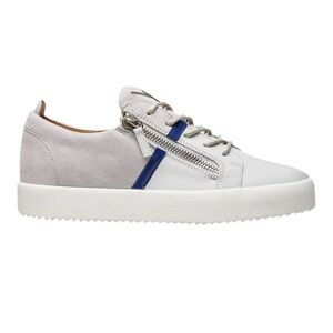 Giuseppe Zanotti Frankie Sneakers | Grey Leather & Suede | Blue Detail | Size 10